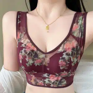 Floral Net Print Bra